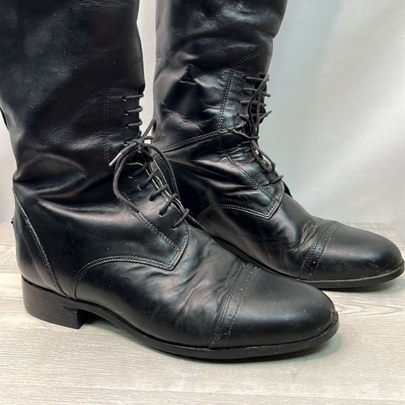 Ariat Black Leather Pull on riding Boots. Size 7 style 77501.  Genuine leather. - Picture 3 of 16